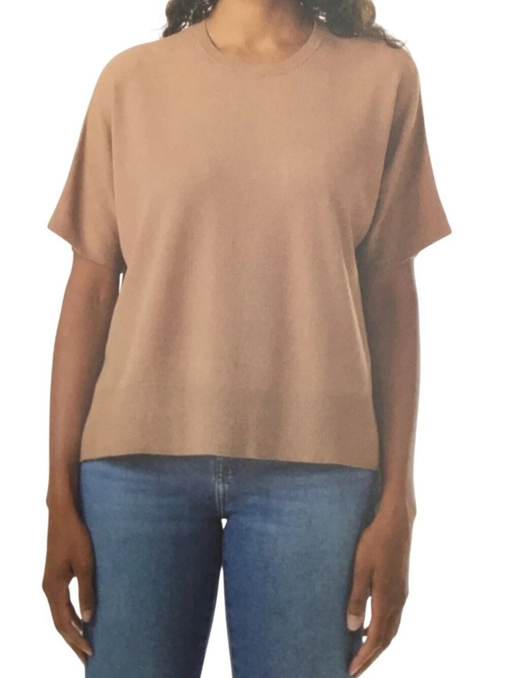 NWT Splendid Women's L Tan  Short-Sleeve Tunic Sweater Viscose C0588